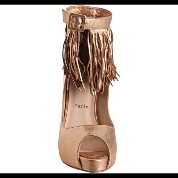 Christian Louboutin Metallic Fringe Heels - Picture 4 of 16
